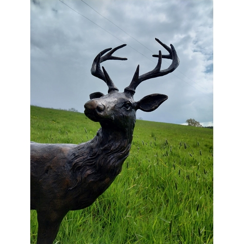 515 - Exceptional quality statue of Stag on craggy rock  {92 cm H x 78 cm W x 37 cm D}.