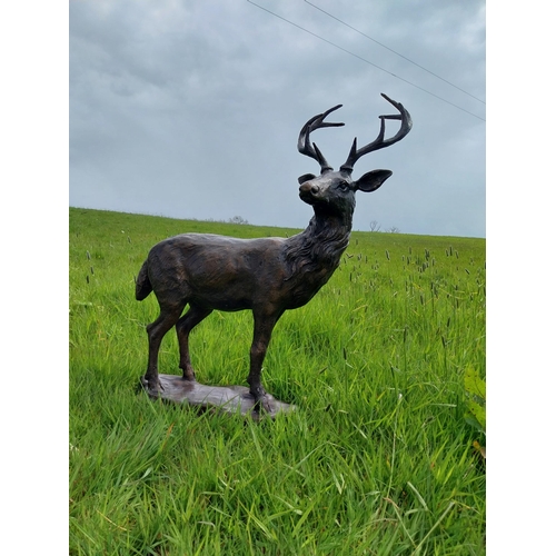 515 - Exceptional quality statue of Stag on craggy rock  {92 cm H x 78 cm W x 37 cm D}.