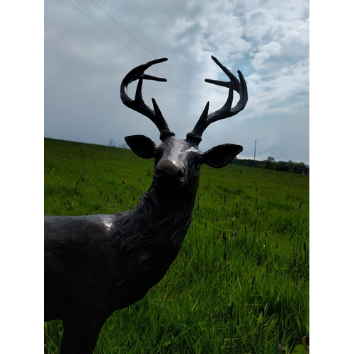 515 - Exceptional quality statue of Stag on craggy rock  {92 cm H x 78 cm W x 37 cm D}.