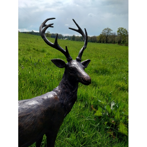 515 - Exceptional quality statue of Stag on craggy rock  {92 cm H x 78 cm W x 37 cm D}.