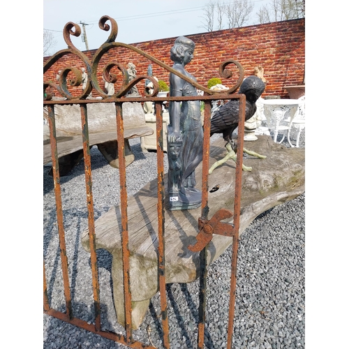 516 - 1950s wrought iron garden gate {122 cm H x 106 cm W x 4 cm D}.