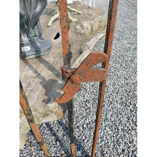 516 - 1950s wrought iron garden gate {122 cm H x 106 cm W x 4 cm D}.