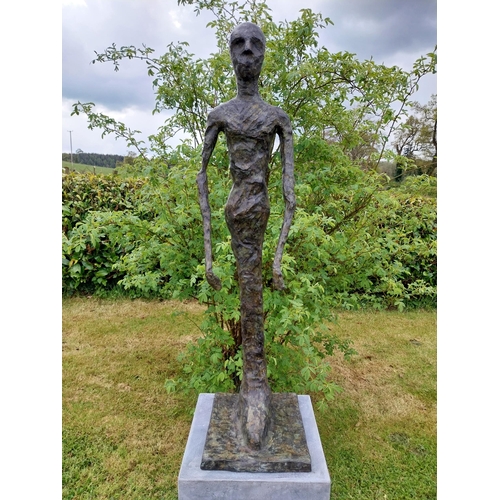 525 - Exceptional quality contemporary bronze sculpture of a Man raised on slate plinth {Overall dimension... 