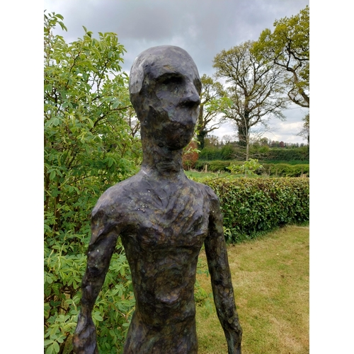 525 - Exceptional quality contemporary bronze sculpture of a Man raised on slate plinth {Overall dimension... 