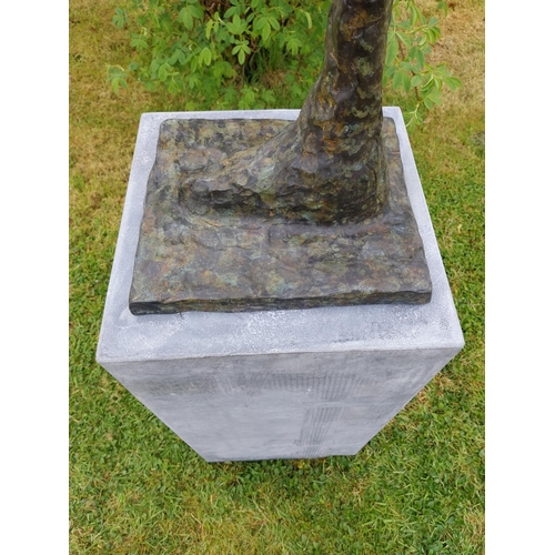 525 - Exceptional quality contemporary bronze sculpture of a Man raised on slate plinth {Overall dimension... 