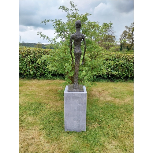 525 - Exceptional quality contemporary bronze sculpture of a Man raised on slate plinth {Overall dimension... 