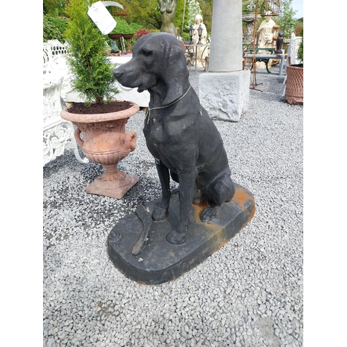 526 - Pair of good quality French cast iron statues of dogs mounted on plinths {90 cm H x 43 cm W x 82 cm ... 