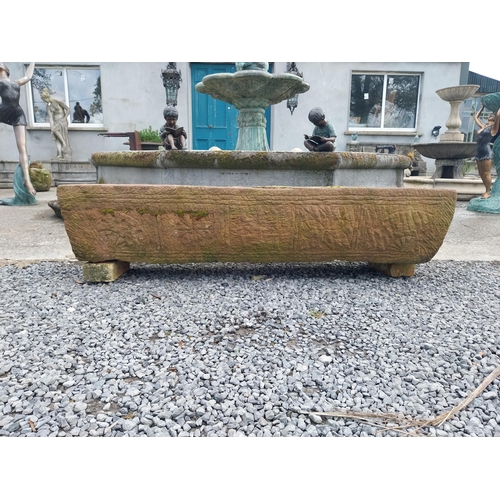 530 - Good quality carved red sandstone trough {30 cm H x 140 cm W x 45 cm D}.