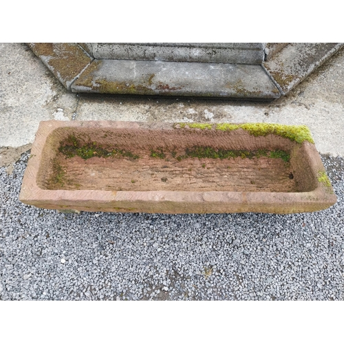 530 - Good quality carved red sandstone trough {30 cm H x 140 cm W x 45 cm D}.