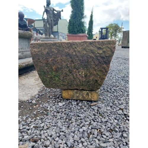 530 - Good quality carved red sandstone trough {30 cm H x 140 cm W x 45 cm D}.