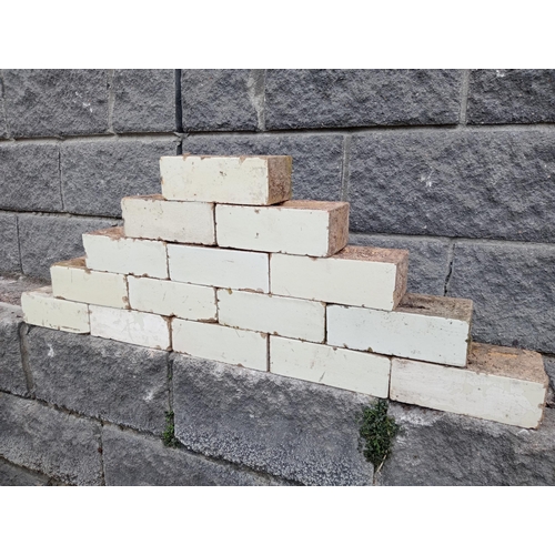 537 - Collection of one hundred white glazed bricks {H 8cm x W 23cm x D 11cm }. (NOT AVAILABLE TO VIEW IN ... 