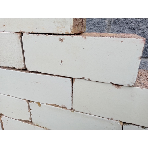 537 - Collection of one hundred white glazed bricks {H 8cm x W 23cm x D 11cm }. (NOT AVAILABLE TO VIEW IN ... 