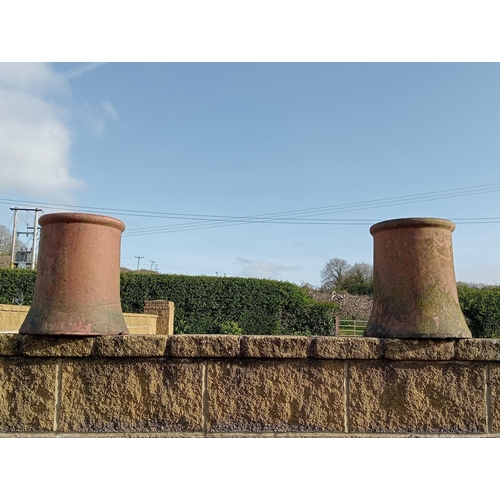 539 - Pair of round terracotta chimney pots {H 38cm x Dia 30cm }. (NOT AVAILABLE TO VIEW IN PERSON)