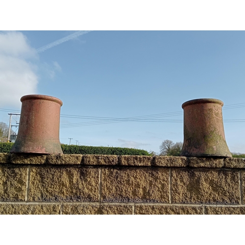 539 - Pair of round terracotta chimney pots {H 38cm x Dia 30cm }. (NOT AVAILABLE TO VIEW IN PERSON)