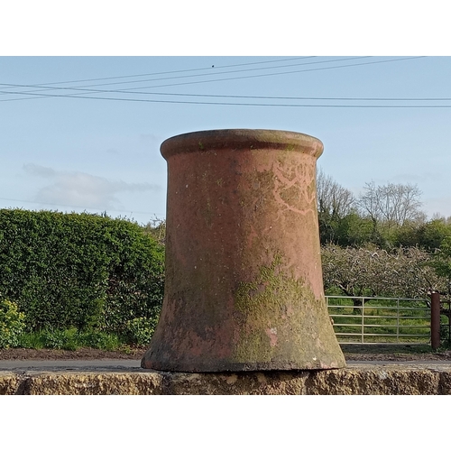 539 - Pair of round terracotta chimney pots {H 38cm x Dia 30cm }. (NOT AVAILABLE TO VIEW IN PERSON)