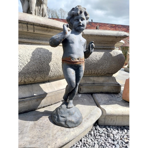 54 - Cast iron figure of a Boy {54 cm H x 17 cm Dia.}.