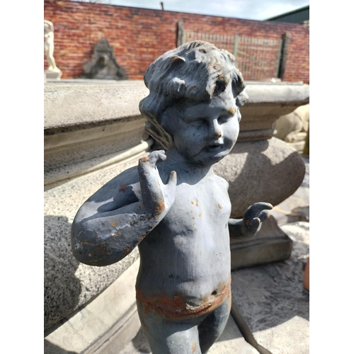 54 - Cast iron figure of a Boy {54 cm H x 17 cm Dia.}.