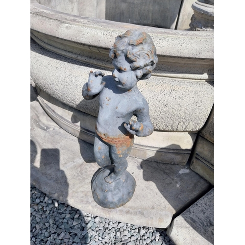 54 - Cast iron figure of a Boy {54 cm H x 17 cm Dia.}.