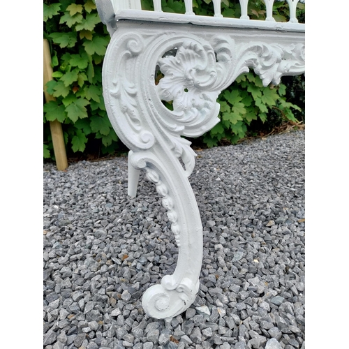 55 - Decorative French cast iron three seater garden bench {95 cm H x 158 cm W X 44 cm D}.