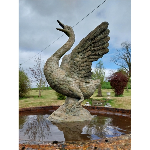 552 - Exceptional quality bronze statue of a Swan water feature {66 cm H x 48 cm W x 38 cm D}.