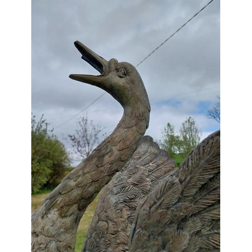 552 - Exceptional quality bronze statue of a Swan water feature {66 cm H x 48 cm W x 38 cm D}.