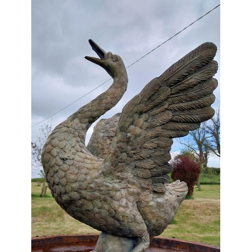 552 - Exceptional quality bronze statue of a Swan water feature {66 cm H x 48 cm W x 38 cm D}.