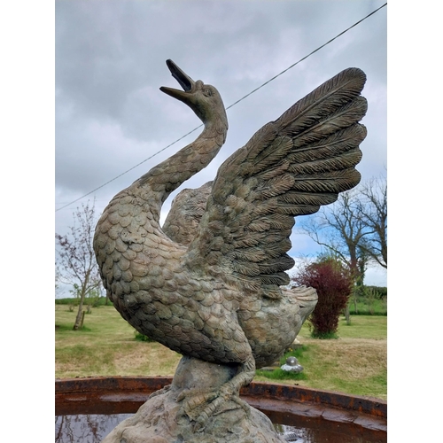 552 - Exceptional quality bronze statue of a Swan water feature {66 cm H x 48 cm W x 38 cm D}.