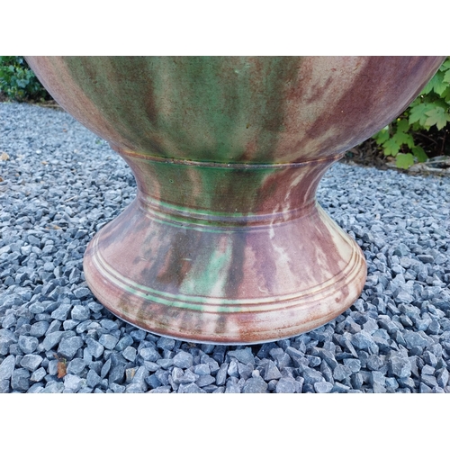 553 - Good quality glazed terracotta Boisset Anduze urn signed (1992) {72 cm H x 56 cm Dia.}.