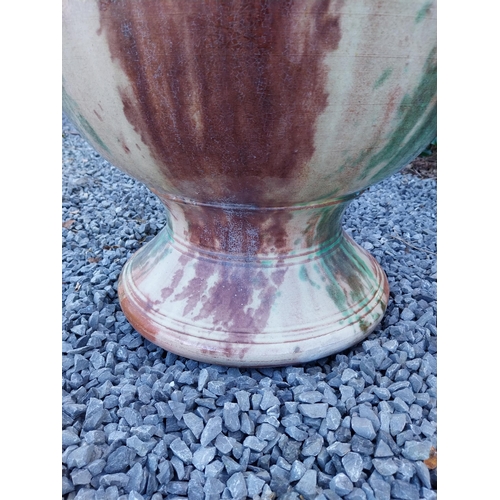 554 - Good quality glazed terracotta Boisset Anduze urn signed (1992) {72 cm H x 56 cm Dia.}.