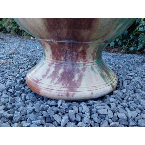 554 - Good quality glazed terracotta Boisset Anduze urn signed (1992) {72 cm H x 56 cm Dia.}.