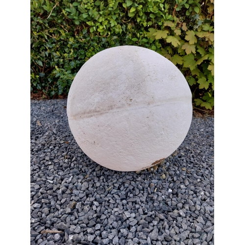 572 - Pair of moulded stone garden spheres {42 cm Dia.}.