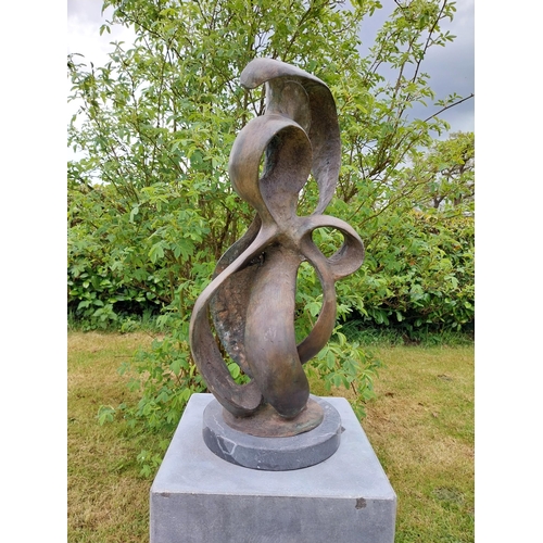 575 - Exceptional quality contemporary bronze abstract sculpture  {47 cm H x 18 cm Dia.}.