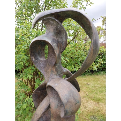 575 - Exceptional quality contemporary bronze abstract sculpture  {47 cm H x 18 cm Dia.}.