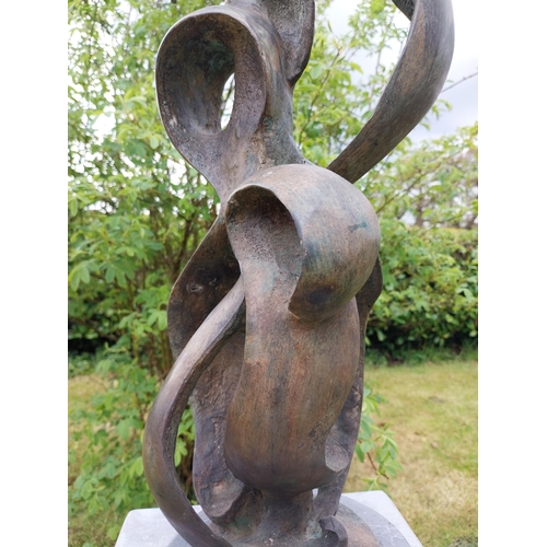 575 - Exceptional quality contemporary bronze abstract sculpture  {47 cm H x 18 cm Dia.}.