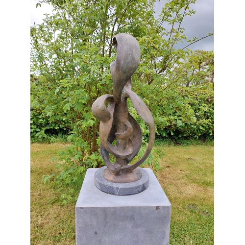 575 - Exceptional quality contemporary bronze abstract sculpture  {47 cm H x 18 cm Dia.}.