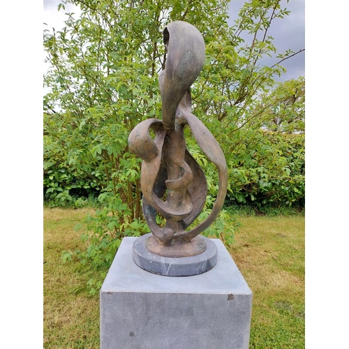 575 - Exceptional quality contemporary bronze abstract sculpture  {47 cm H x 18 cm Dia.}.