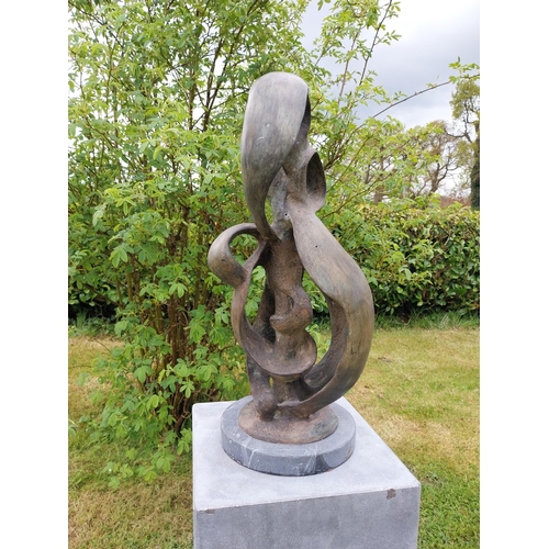 575 - Exceptional quality contemporary bronze abstract sculpture  {47 cm H x 18 cm Dia.}.