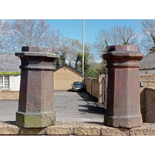 579 - Pair of salt glazed hexagon chimney pots {H 68cm x W 30cm x D 30cm }. (NOT AVAILABLE TO VIEW IN PERS... 