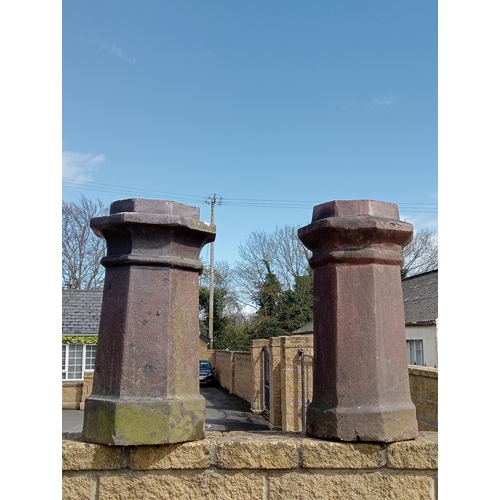 579 - Pair of salt glazed hexagon chimney pots {H 68cm x W 30cm x D 30cm }. (NOT AVAILABLE TO VIEW IN PERS... 