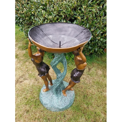 582 - Exceptional quality bronze bird bath or water feature in the Art Nouveau style {118 cm H x 65 cm W x... 