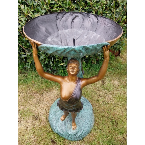 582 - Exceptional quality bronze bird bath or water feature in the Art Nouveau style {118 cm H x 65 cm W x... 