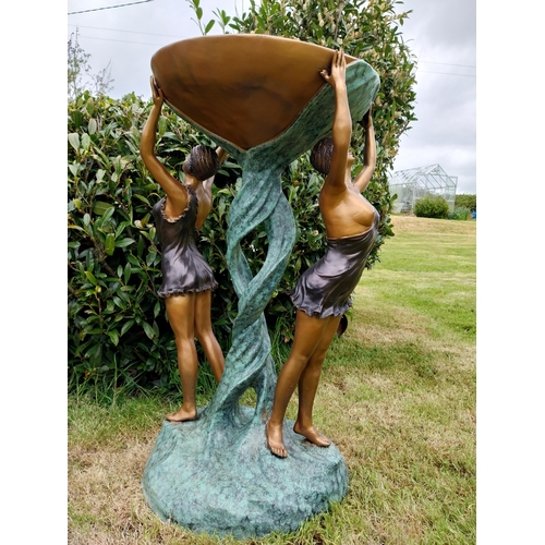 582 - Exceptional quality bronze bird bath or water feature in the Art Nouveau style {118 cm H x 65 cm W x... 