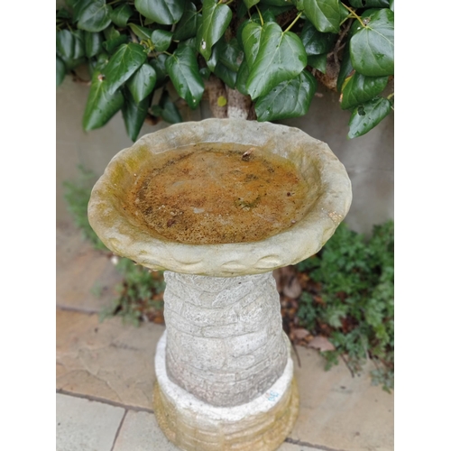 587 - Composition stone bird bath {H 60cm x Dia 36 cm }. (NOT AVAILABLE TO VIEW IN PERSON)