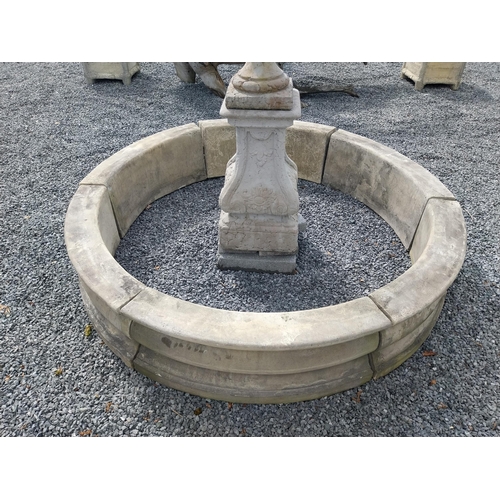 588 - Moulded stone flower bed surround {39 cm H x 200 cm Dia.}. Plus an urn decorated with swags and a gr... 