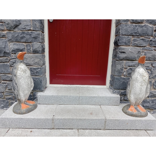 59 - Pair of stone painted statues of Penguins {H 66cm x W 27cm x D 30cm }. (NOT AVAILABLE TO VIEW IN PER... 