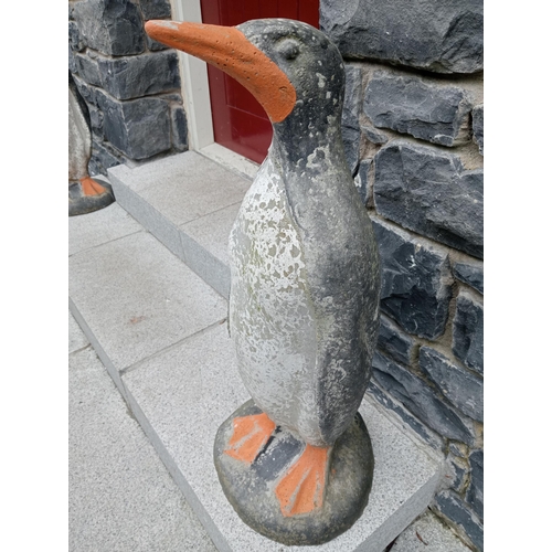 59 - Pair of stone painted statues of Penguins {H 66cm x W 27cm x D 30cm }. (NOT AVAILABLE TO VIEW IN PER... 