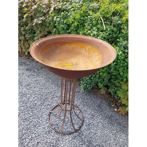 594 - Wrought iron fire pit on stand {129 cm H x 93 cm Dia}.