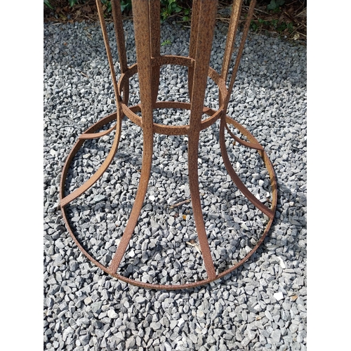 594 - Wrought iron fire pit on stand {129 cm H x 93 cm Dia}.