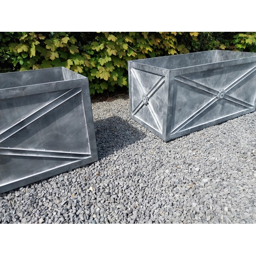 603 - Pair of good quality metal rectangular planters with lead effect in the Georgian style {49 cm H x 10... 