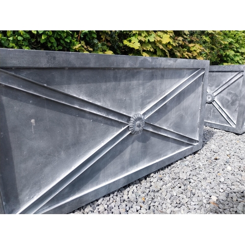 603 - Pair of good quality metal rectangular planters with lead effect in the Georgian style {49 cm H x 10... 